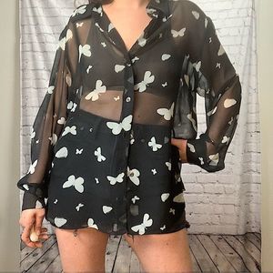 Vintage 90’s Sheer Butterfly Blouse